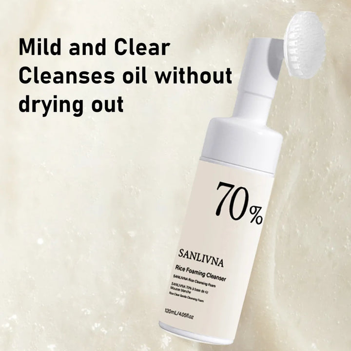 Rice Toner 70% Rice Extract Serum with Niacinamide, Rice Cleansing Foam, Deep Cleansing, Moisturizer for Dry Skin, Skin Care Set