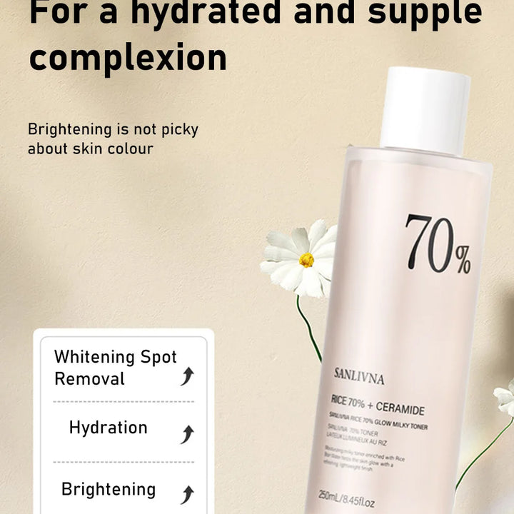 Rice Toner 70% Rice Extract Serum with Niacinamide, Rice Cleansing Foam, Deep Cleansing, Moisturizer for Dry Skin, Skin Care Set